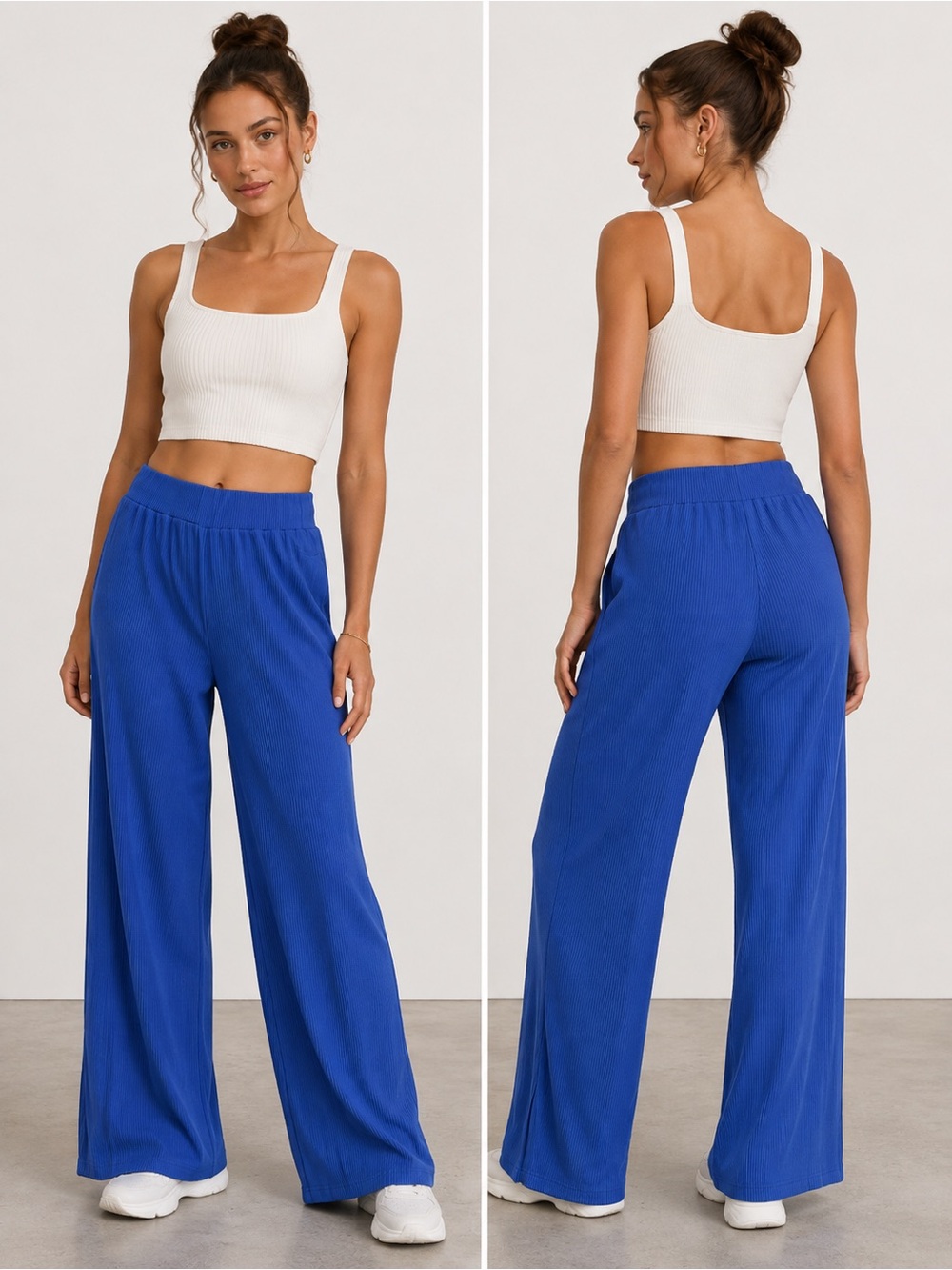 Elan Sensea Royal Blue Ribbed Wide Leg Pants – Size Small NWT